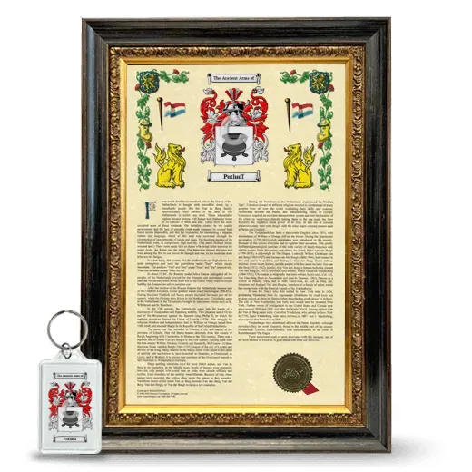 Puthuff Framed Armorial History and Keychain - Heirloom