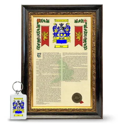 Pyat Framed Armorial History and Keychain - Heirloom