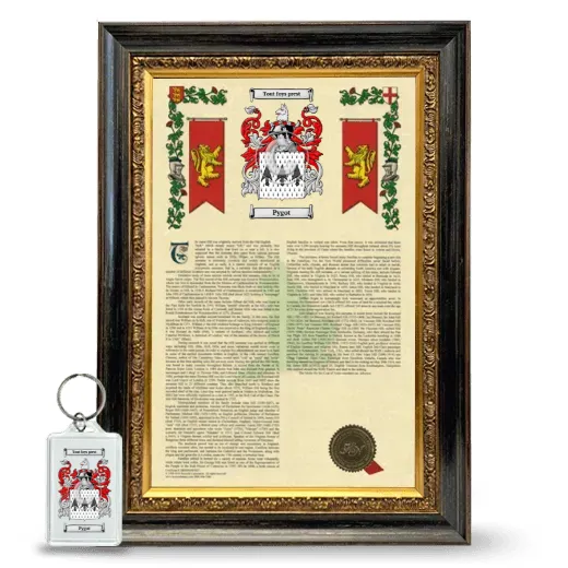Pygot Framed Armorial History and Keychain - Heirloom