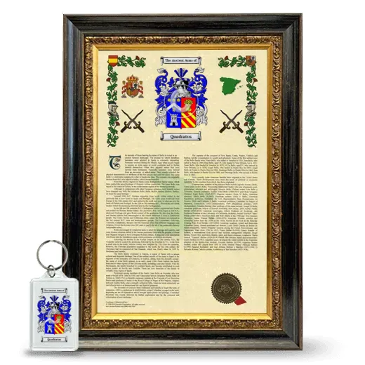Quadratus Framed Armorial History and Keychain - Heirloom