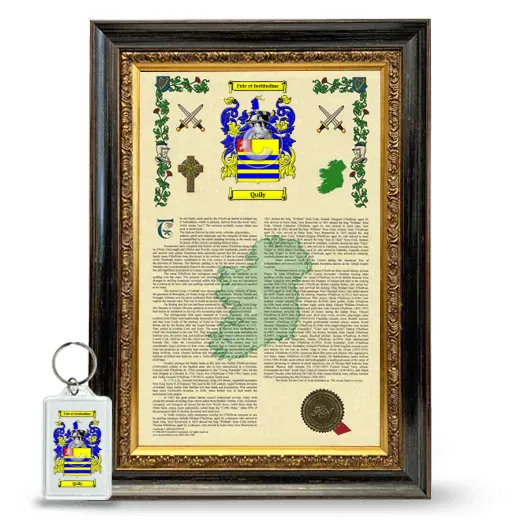 Quily Framed Armorial History and Keychain - Heirloom