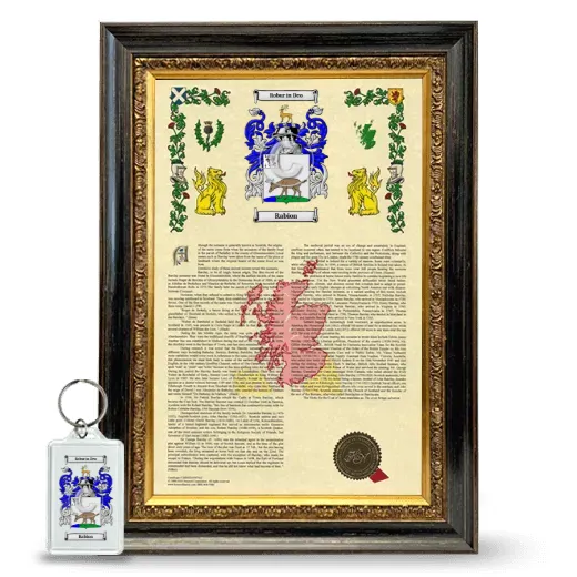 Rabion Framed Armorial History and Keychain - Heirloom