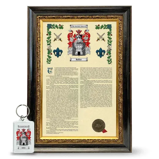 Rablat Framed Armorial History and Keychain - Heirloom
