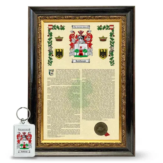 Radebaugh Framed Armorial History and Keychain - Heirloom
