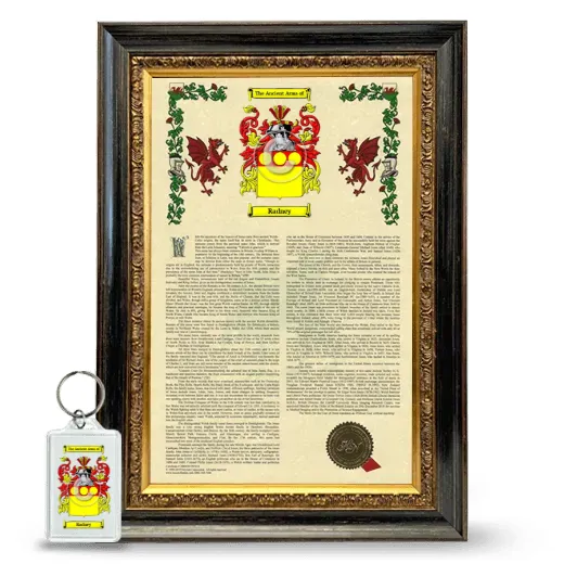 Radney Framed Armorial History and Keychain - Heirloom