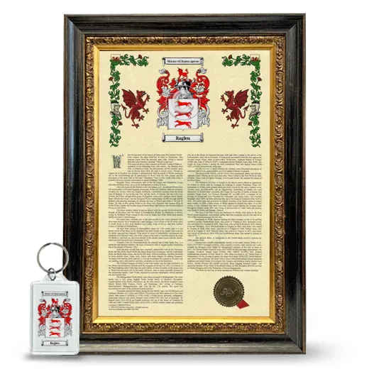 Raglen Framed Armorial History and Keychain - Heirloom