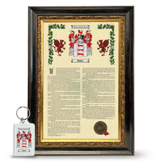 Ragles Framed Armorial History and Keychain - Heirloom