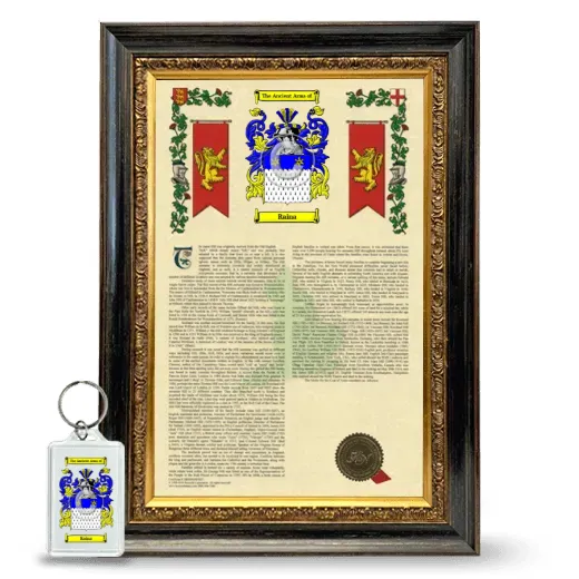 Raina Framed Armorial History and Keychain - Heirloom