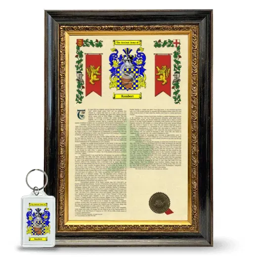 Rambert Framed Armorial History and Keychain - Heirloom