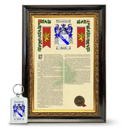 Ramsell Framed Armorial History and Keychain - Heirloom