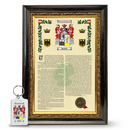 Randels Framed Armorial History and Keychain - Heirloom
