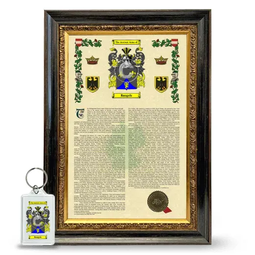 Rangels Framed Armorial History and Keychain - Heirloom