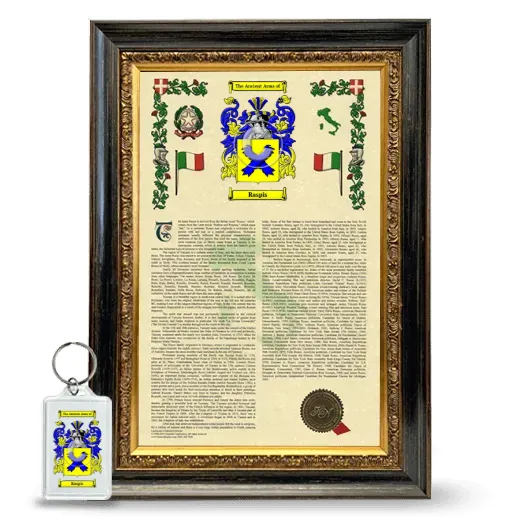 Raspis Framed Armorial History and Keychain - Heirloom