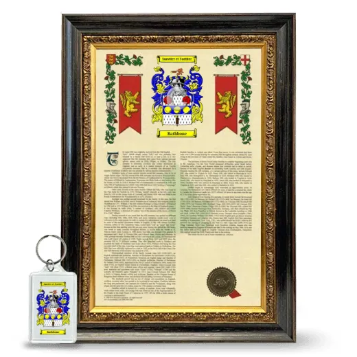 Rathbone Framed Armorial History and Keychain - Heirloom