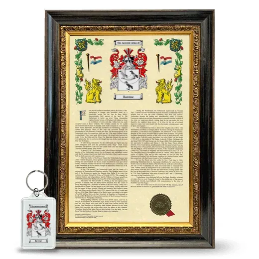 Ravene Framed Armorial History and Keychain - Heirloom
