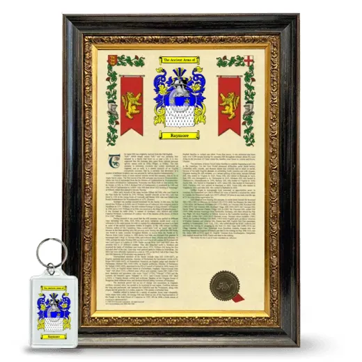 Raymore Framed Armorial History and Keychain - Heirloom