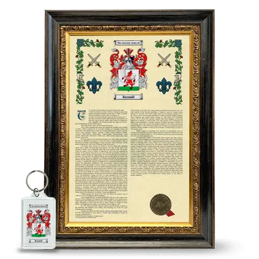 Raynald Framed Armorial History and Keychain - Heirloom