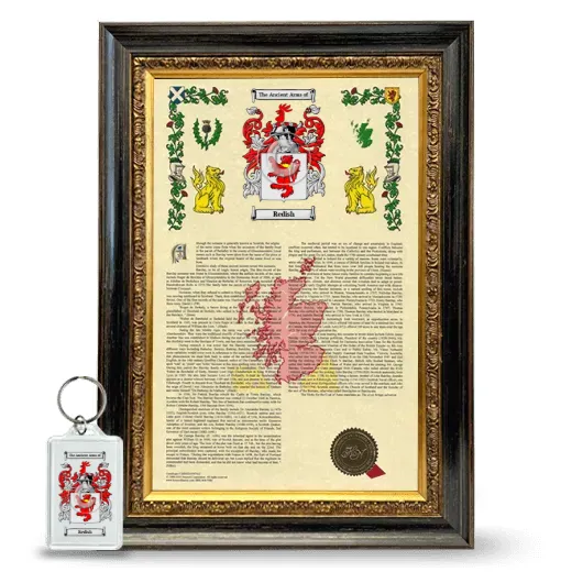 Redish Framed Armorial History and Keychain - Heirloom