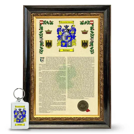 Reisinger Framed Armorial History and Keychain - Heirloom