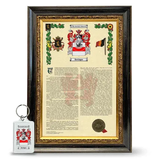 Rettinger Framed Armorial History and Keychain - Heirloom