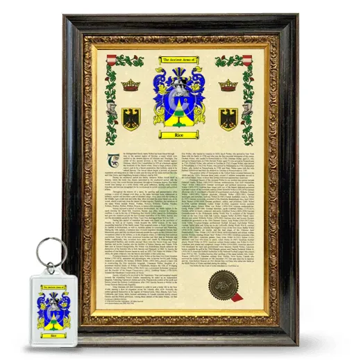 Rice Framed Armorial History and Keychain - Heirloom
