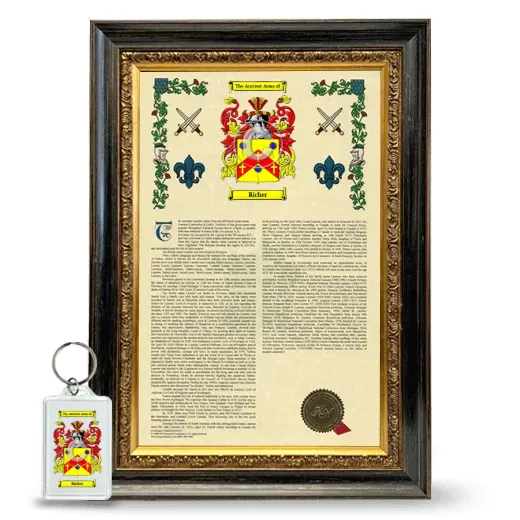 Richer Framed Armorial History and Keychain - Heirloom