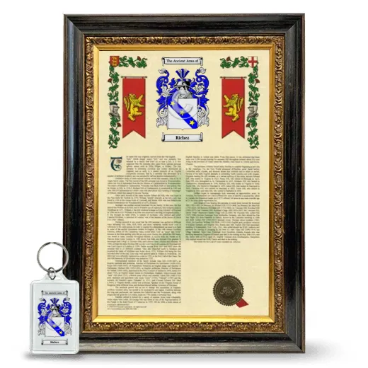 Richez Framed Armorial History and Keychain - Heirloom