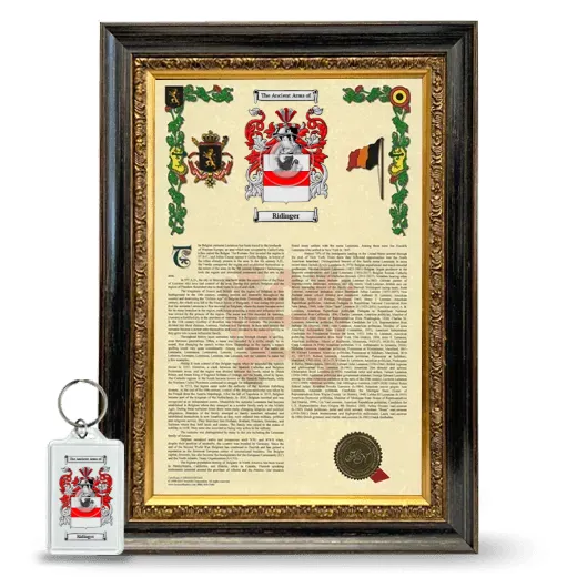 Ridinger Framed Armorial History and Keychain - Heirloom