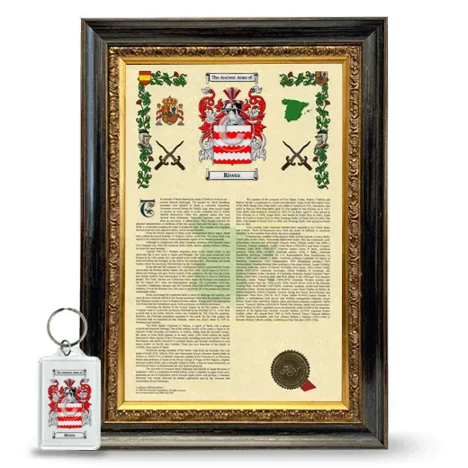 Rivera Framed Armorial History and Keychain - Heirloom