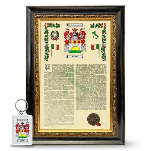 Rizzoni Framed Armorial History and Keychain - Heirloom