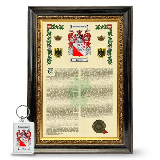 Roberg Framed Armorial History and Keychain - Heirloom