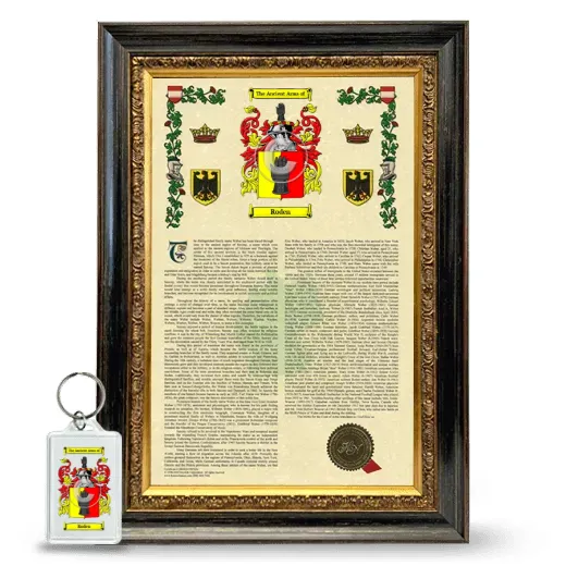 Roden Framed Armorial History and Keychain - Heirloom