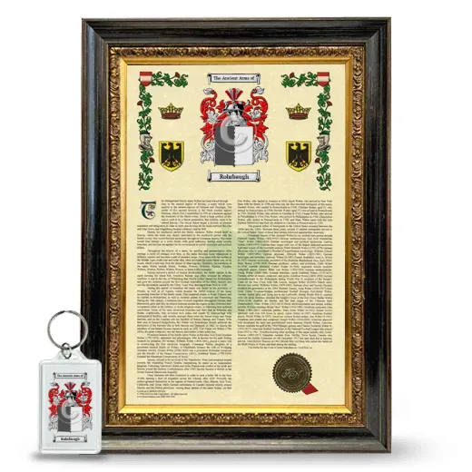 Rohrbaugh Framed Armorial History and Keychain - Heirloom