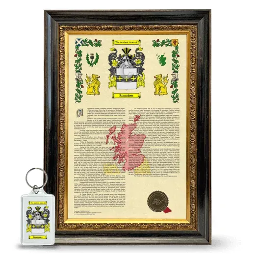 Romaines Framed Armorial History and Keychain - Heirloom