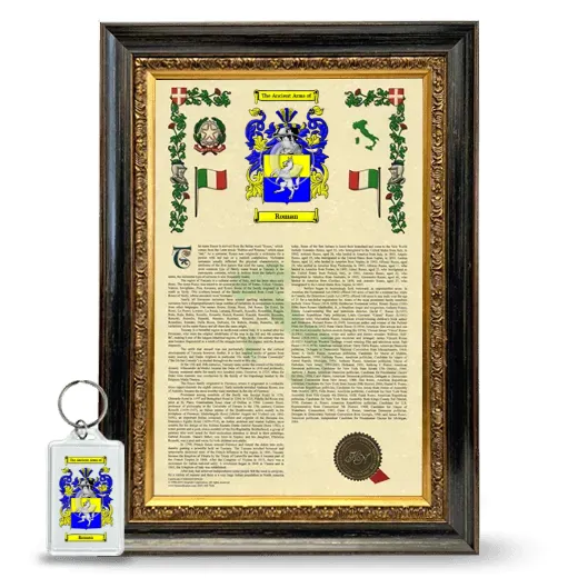 Roman Framed Armorial History and Keychain - Heirloom
