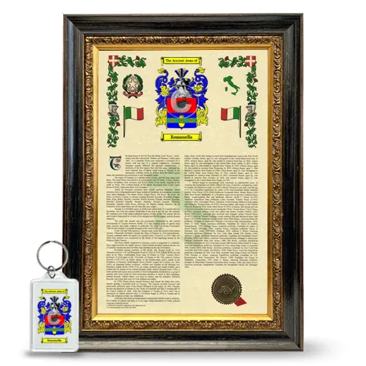 Romanella Framed Armorial History and Keychain - Heirloom