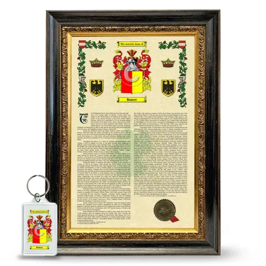 Ronow Framed Armorial History and Keychain - Heirloom