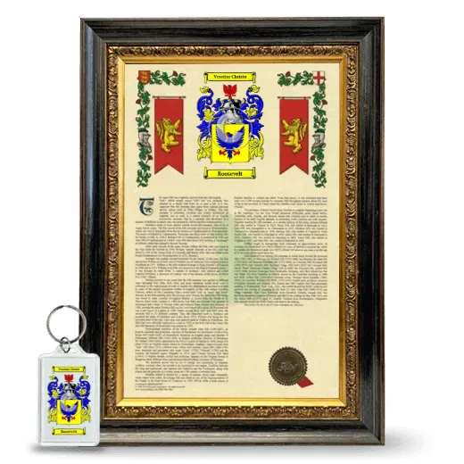 Roosevelt Framed Armorial History and Keychain - Heirloom