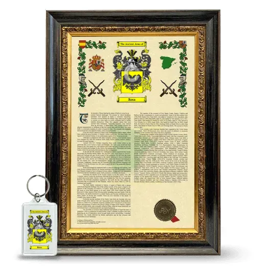 Rosa Framed Armorial History and Keychain - Heirloom