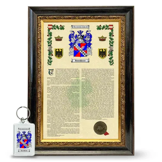 Rosenkrant Framed Armorial History and Keychain - Heirloom