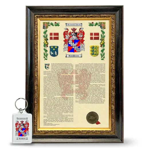 Rosenkrantz Framed Armorial History and Keychain - Heirloom