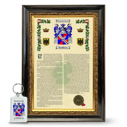 Rosenkrantz Framed Armorial History and Keychain - Heirloom