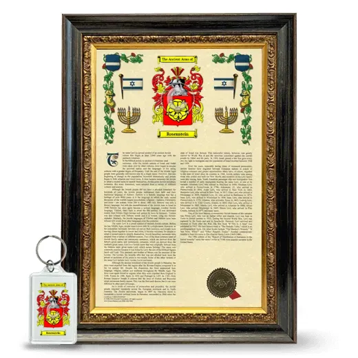 Rosenstein Framed Armorial History and Keychain - Heirloom