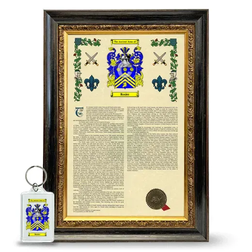 Rosier Framed Armorial History and Keychain - Heirloom