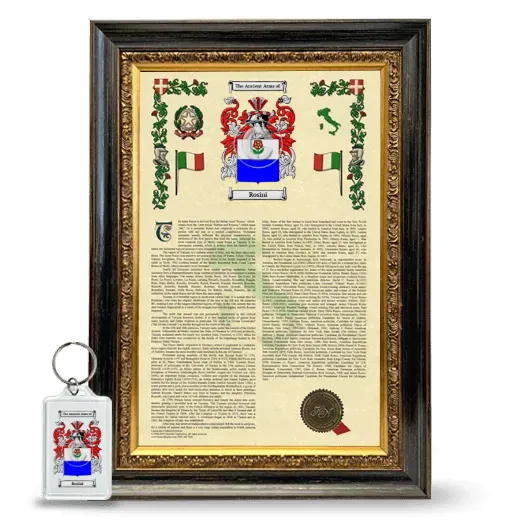 Rosini Framed Armorial History and Keychain - Heirloom