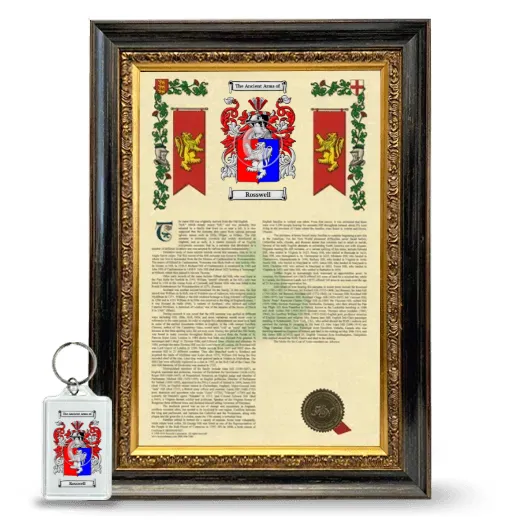 Rosswell Framed Armorial History and Keychain - Heirloom