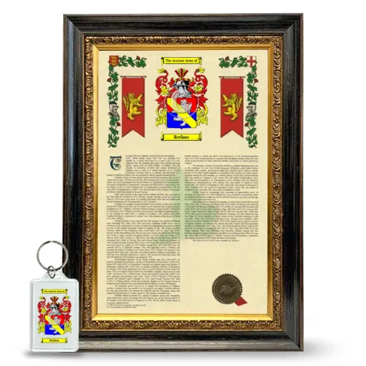 Rothan Framed Armorial History and Keychain - Heirloom