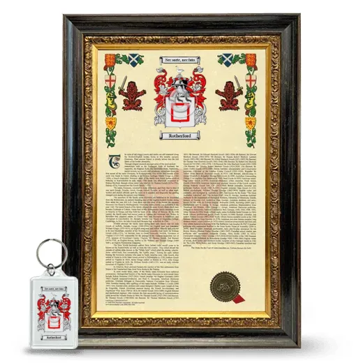 Rotherford Framed Armorial History and Keychain - Heirloom