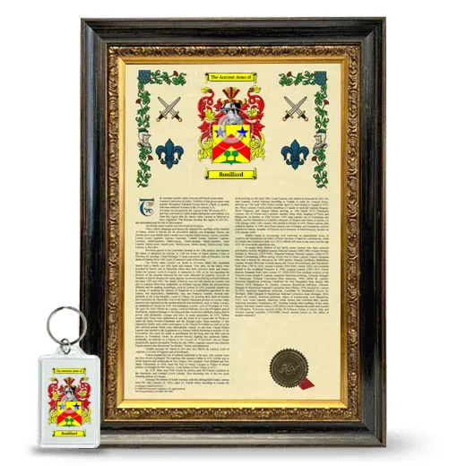 Rouillard Framed Armorial History and Keychain - Heirloom