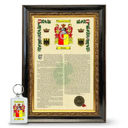 Rounar Framed Armorial History and Keychain - Heirloom